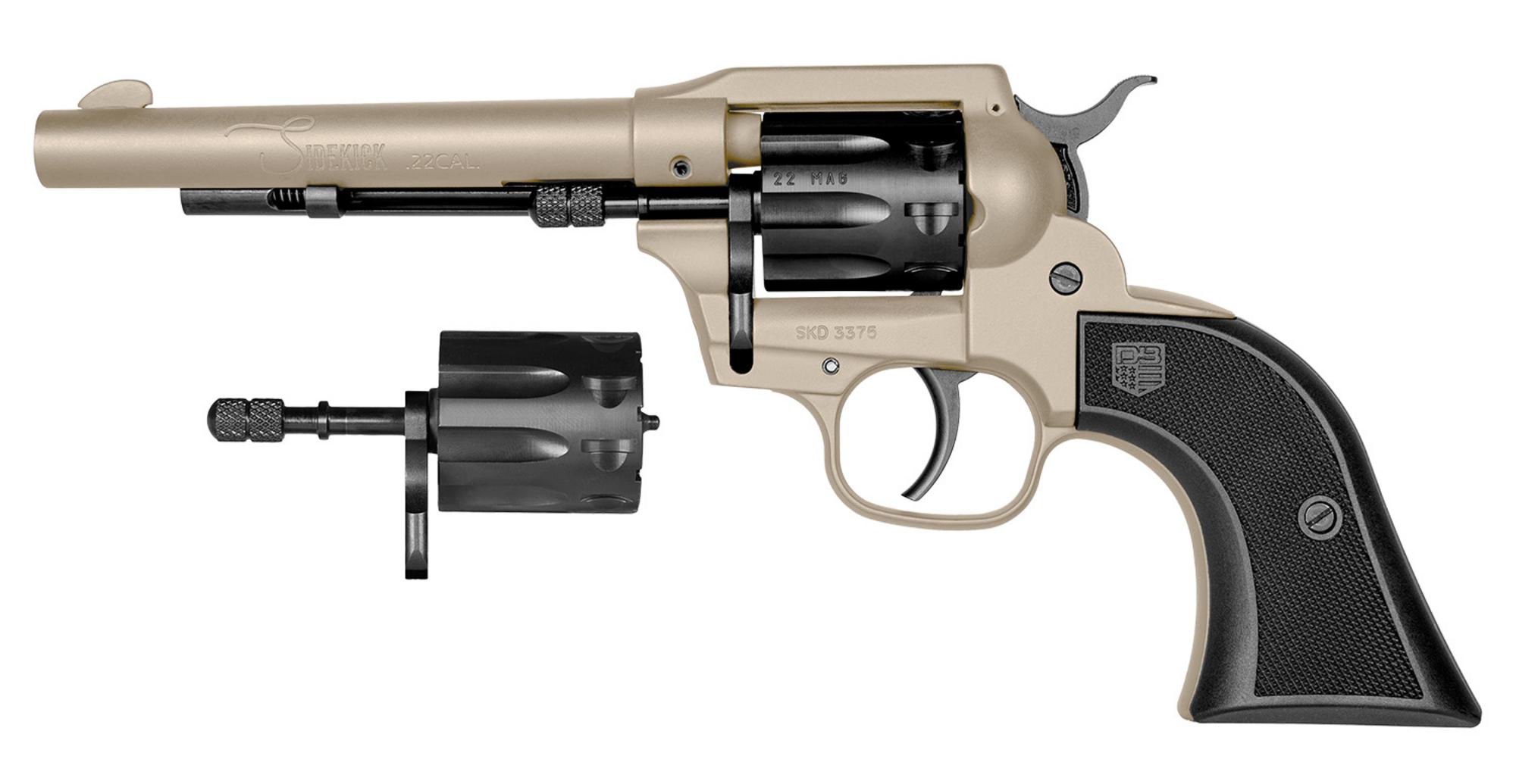 Diamondback Sidekick Revolver DB053CA261, 22 LR, 5.50", Black Checkered GFN Grips, Tan Cerakote Finish, 9 Rds
