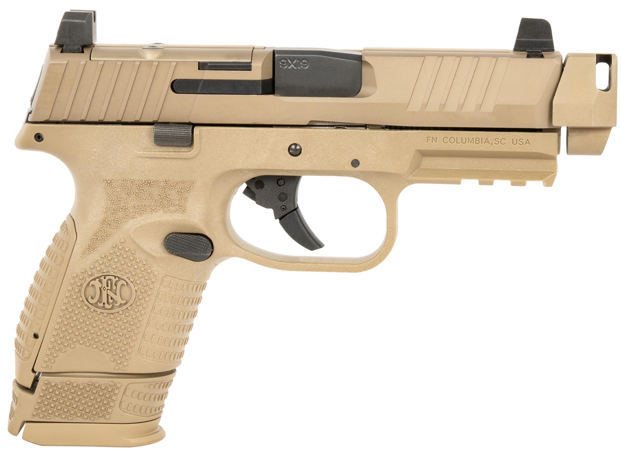 FN Herstal 509C MRD Compact Pistol 66101794, 9mm, 4.02", FDE Polymer Grips, FDE Finish, Optic Ready, wQD Compensator, 15 Rds