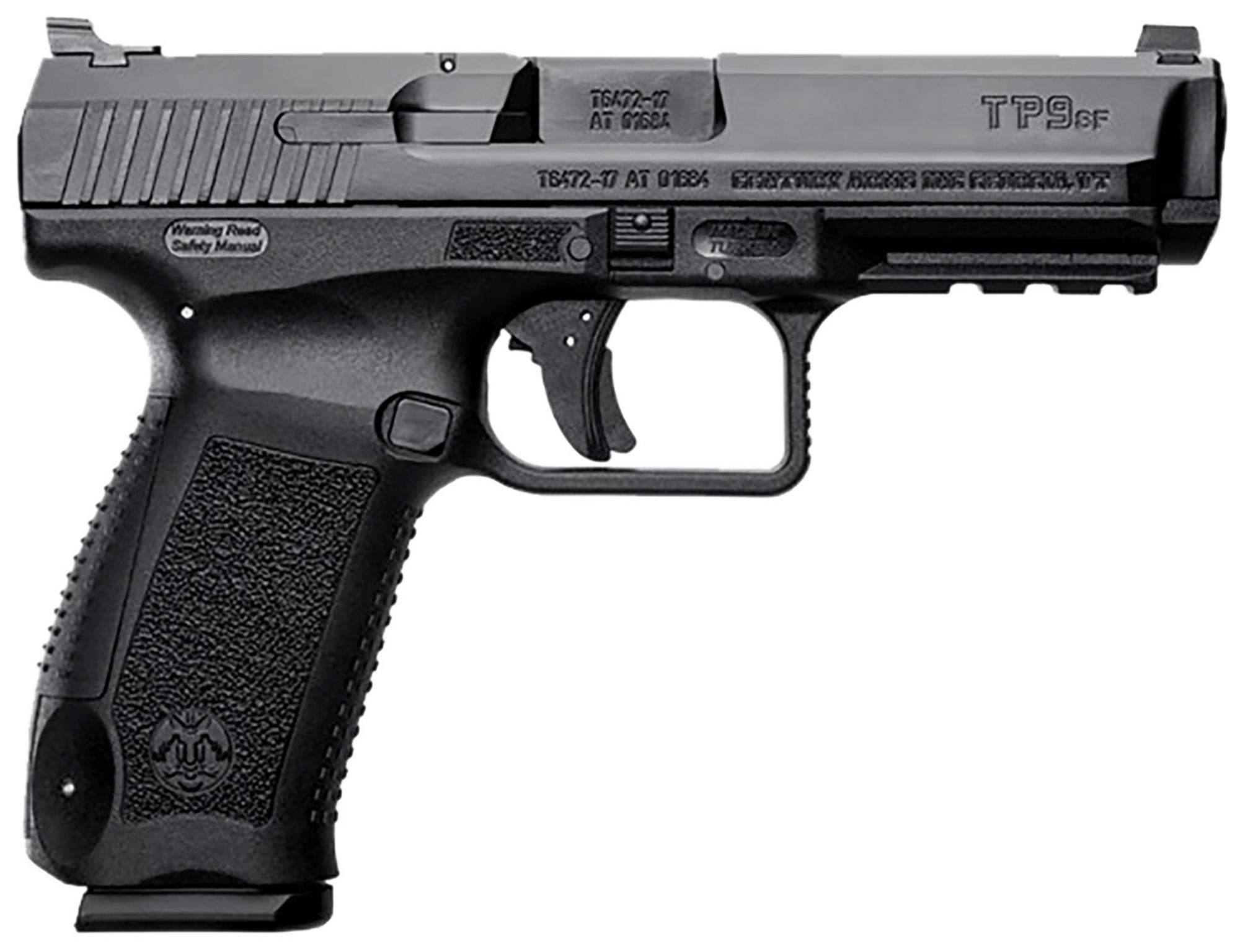 Canik TP9 SF Full Size Pistol HG4865N, 9mm, 4.46", Black Interchangeable Backstrap Grips, Black Cerakote Finish, 18 Rds