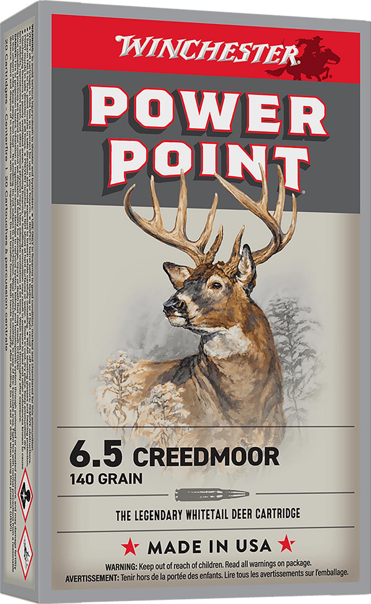 Winchester Power Point Rifle Ammunition X652, 6.5 Creedmoor, 140 gr, 2730 fps, 20 Rd/Bx