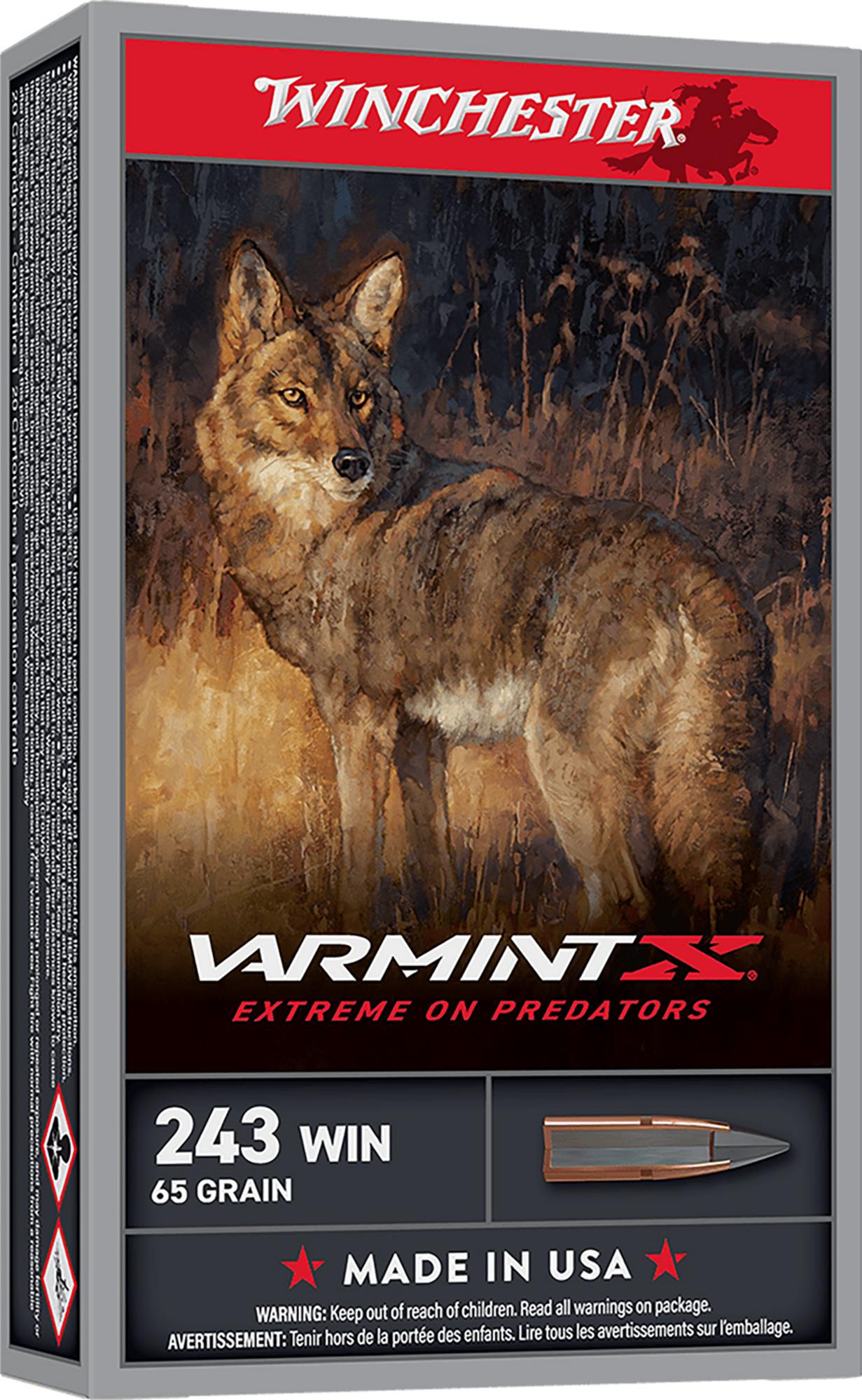 Winchester Varmint-X Rifle Ammunition X243PXP, 243 Win, Extreme Point, 65 gr, 3620 fps, 20 Rd/Bx