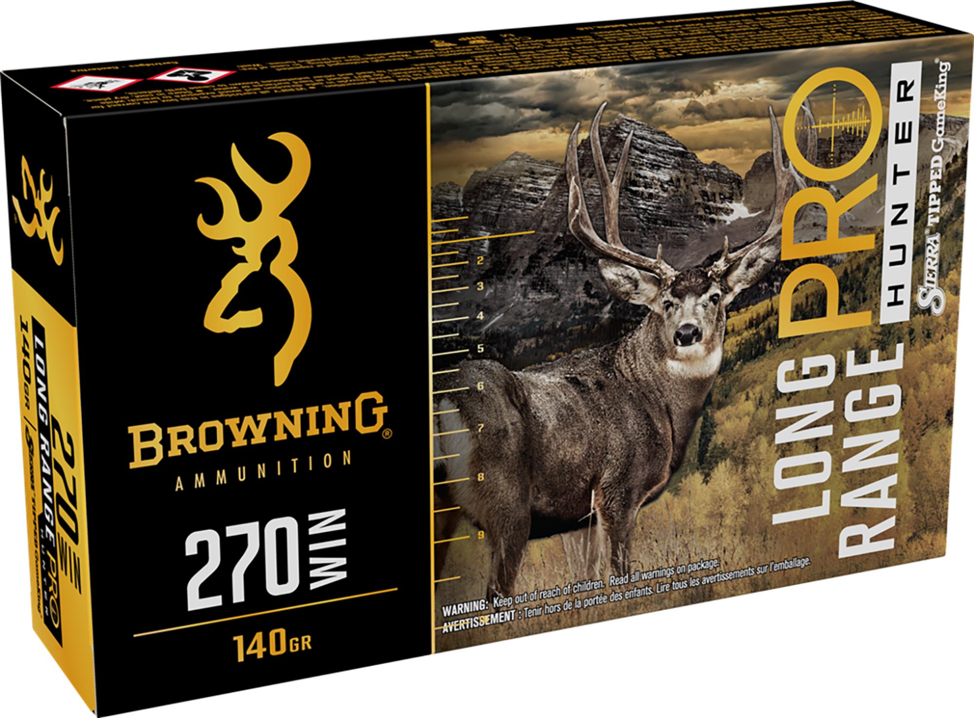 Browning Long Range Pro Rifle Ammunition B192502702, 270 Win, GameKing, 140 gr, 2970 fps, 20 Rd/Bx