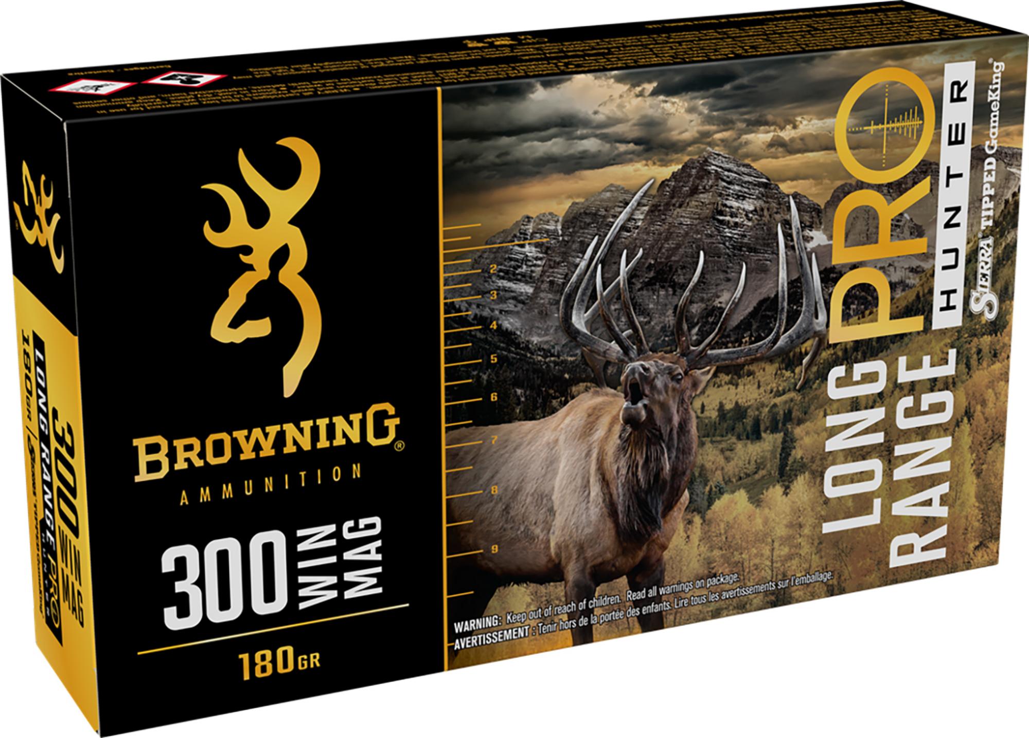 Browning Long Range Pro Rifle Ammunition B192503002, 300 Win Mag, GameKing, 180 gr, 2900 fps, 20 Rd/Bx
