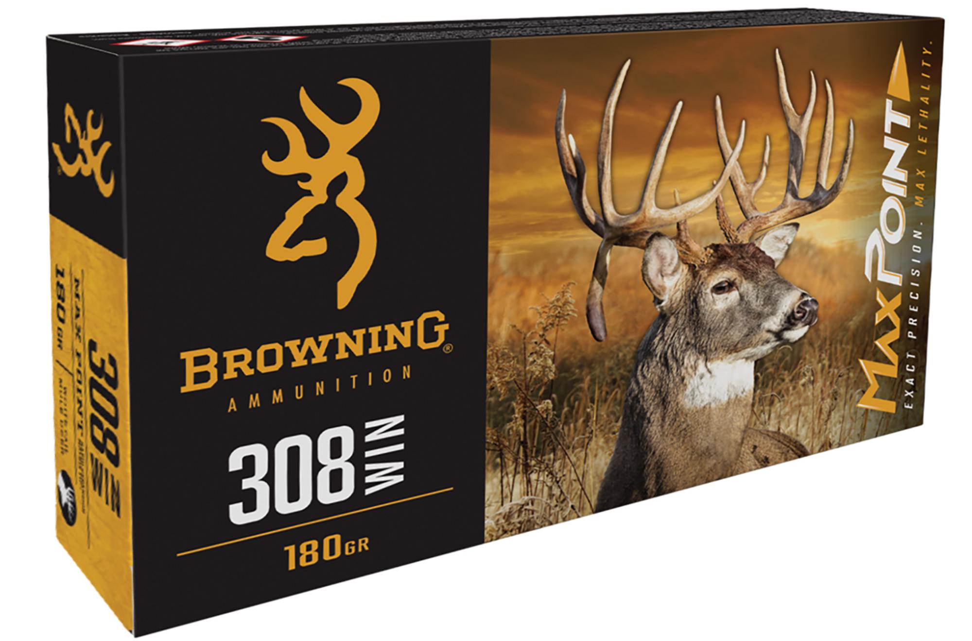 Browning Rifle Ammunition B192103082, 308 Win, Max Point, 168 gr, 20 Rd/Bx