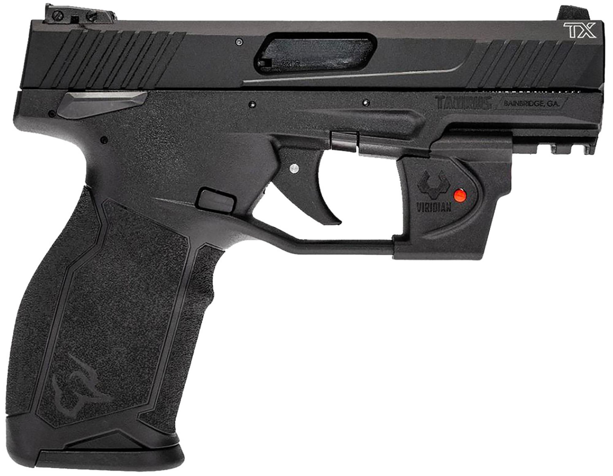 Taurus TX22C Pistol 1TX22131VL10, 22 LR, 3.60", Black Finish, w/Viridian Laser, Optic Ready, 10 Rds