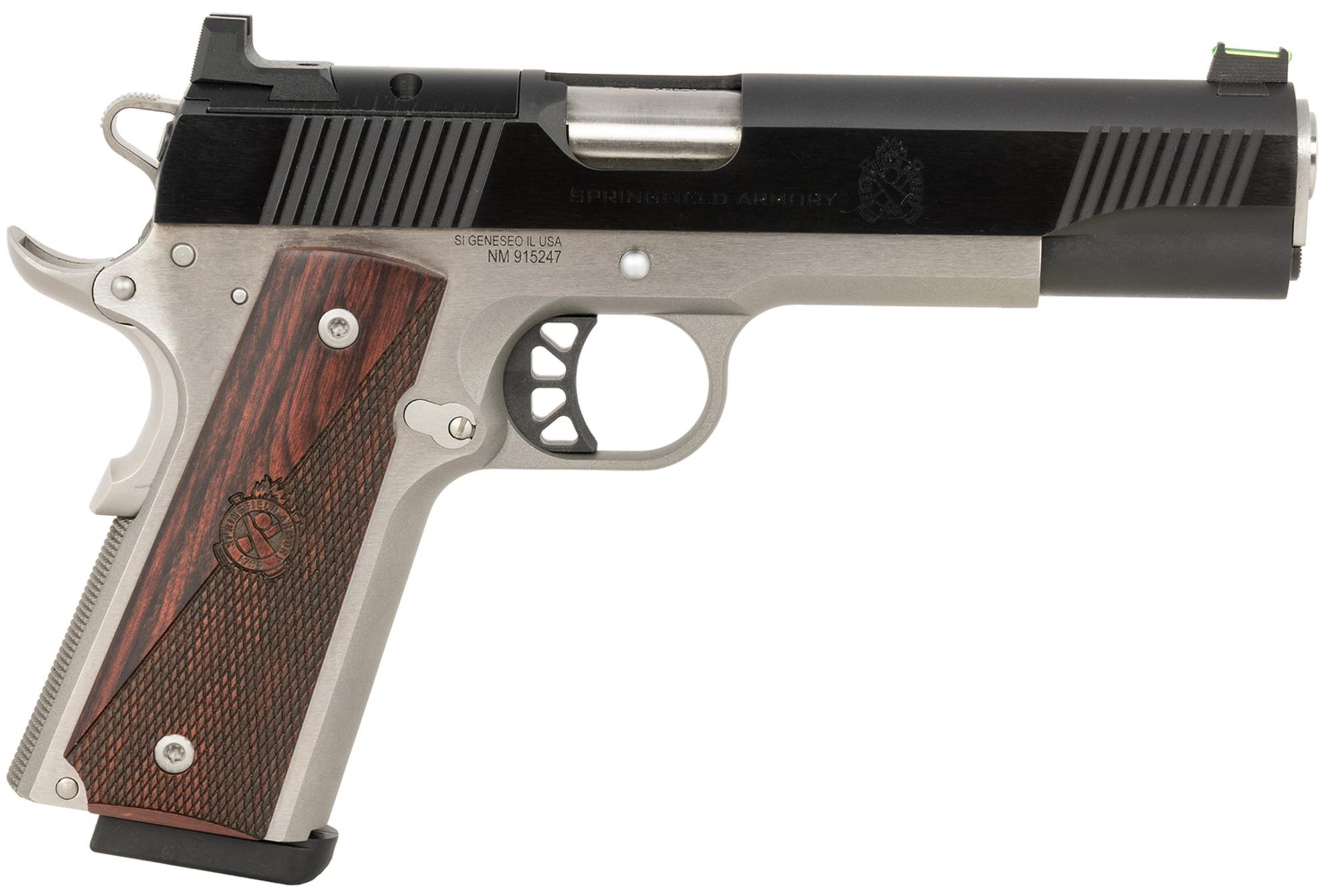 Springfield 1911 Ronin Pistol PX9121LAOS, 10mm, 5", Crossed Cannon Wood Grips, Stainless Steel Finish, 8 Rds