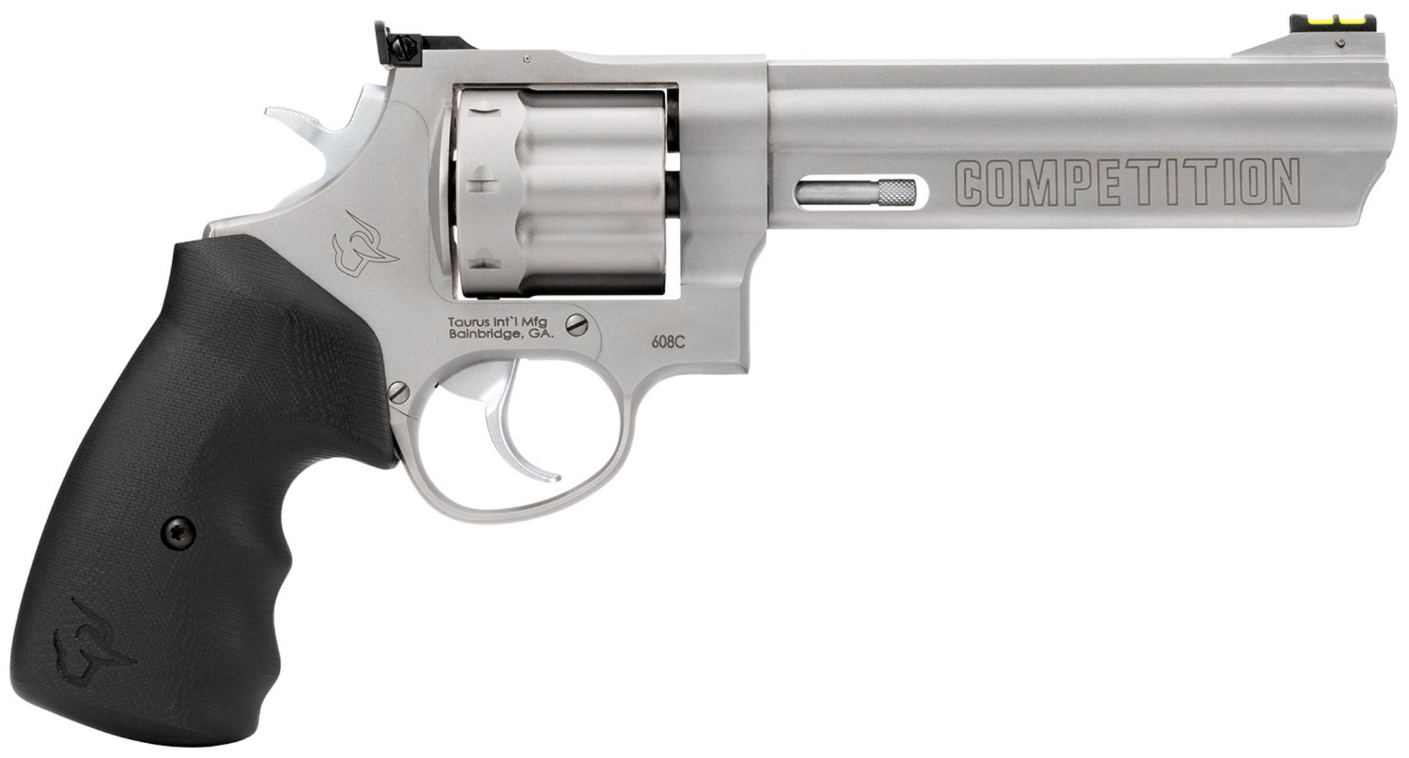 Taurus 608 Competition 2608069CMP, 38 Special +P, 6", Black Grips, Stainless Steel Finish, 8rd