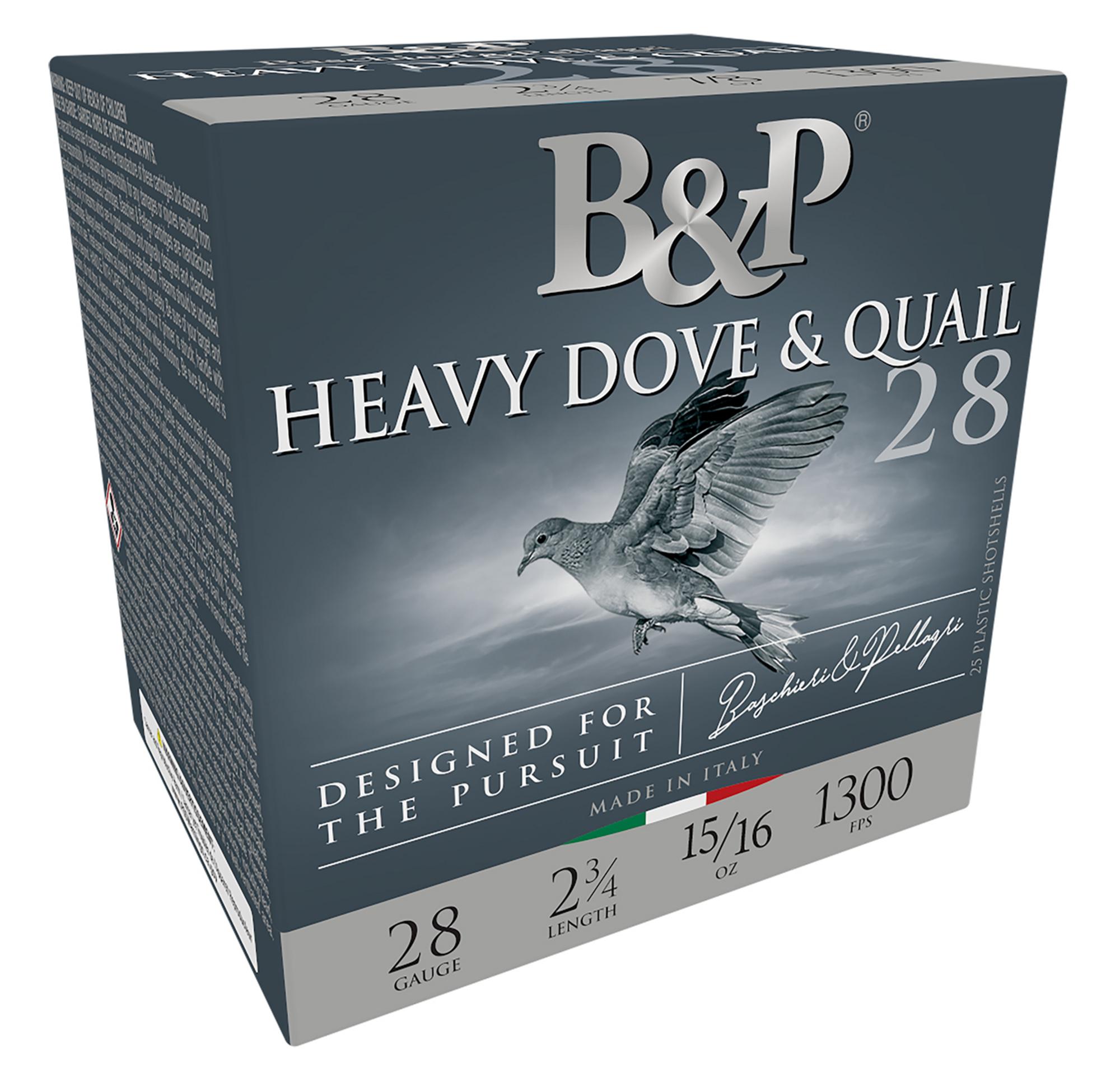 Baschieri & Pellagri Ammunition Heavy Dove & Quail Shotshells 28BD6, 28 Gauge, 2-3/4", 15/16 oz, 1300 fps, #6 Lead , 25 Rds/box