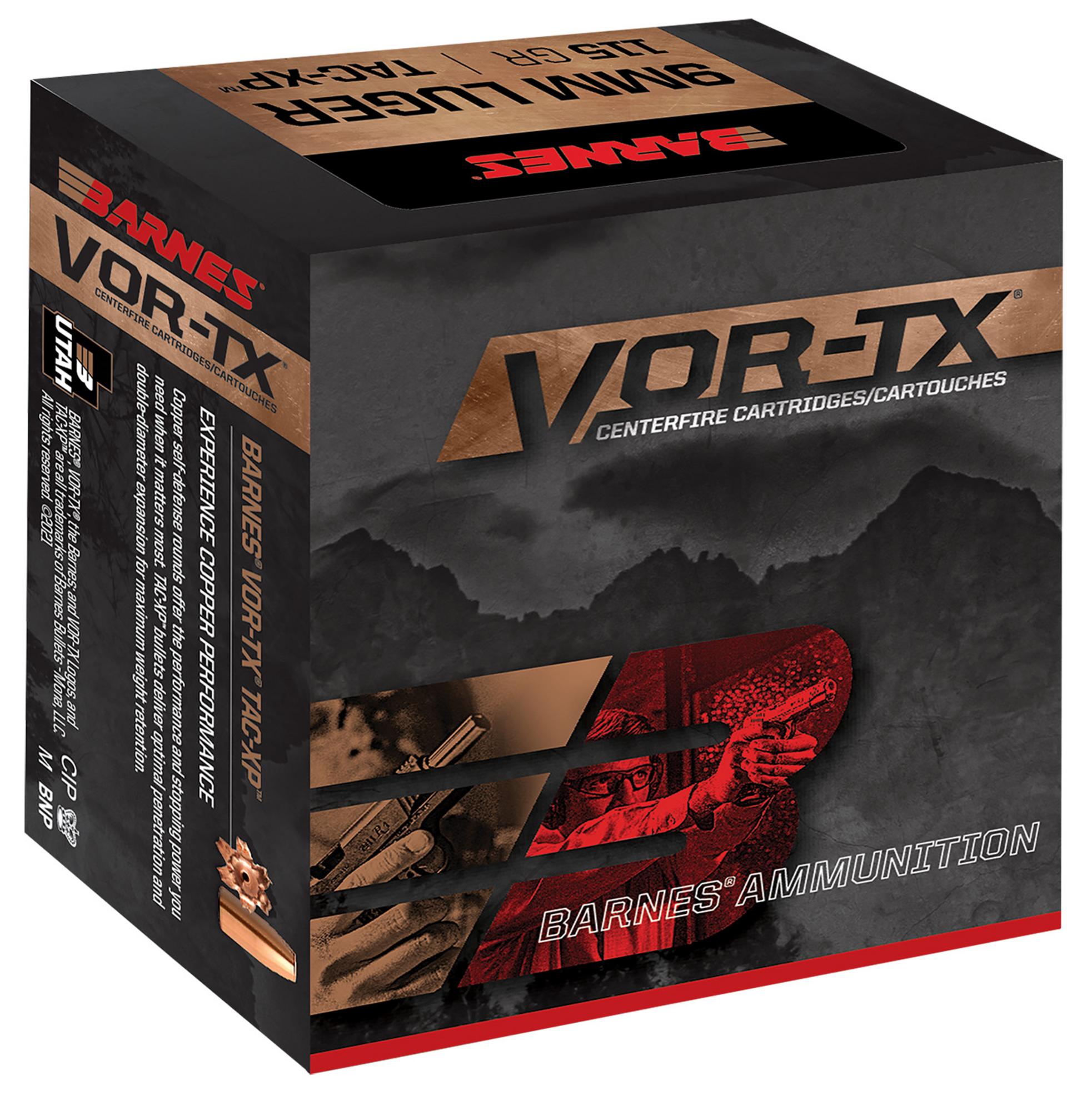 Barnes VOR-TX Pistol Ammunition 32005, 9mm Luger, XPB, 115 gr, 20 Rd/Bx