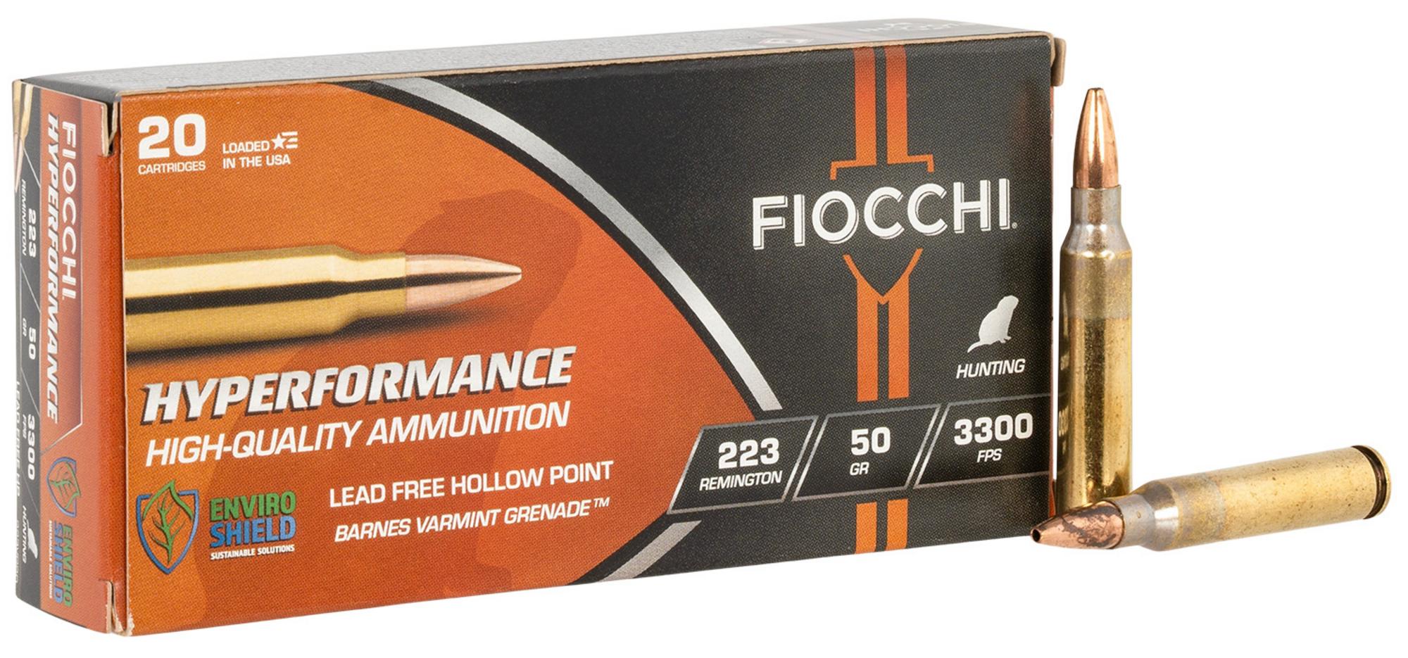 Fiocchi Hyperformance Rifle Ammunition 223VG20, 223 Remington, 50 gr, 20 Rd/Bx