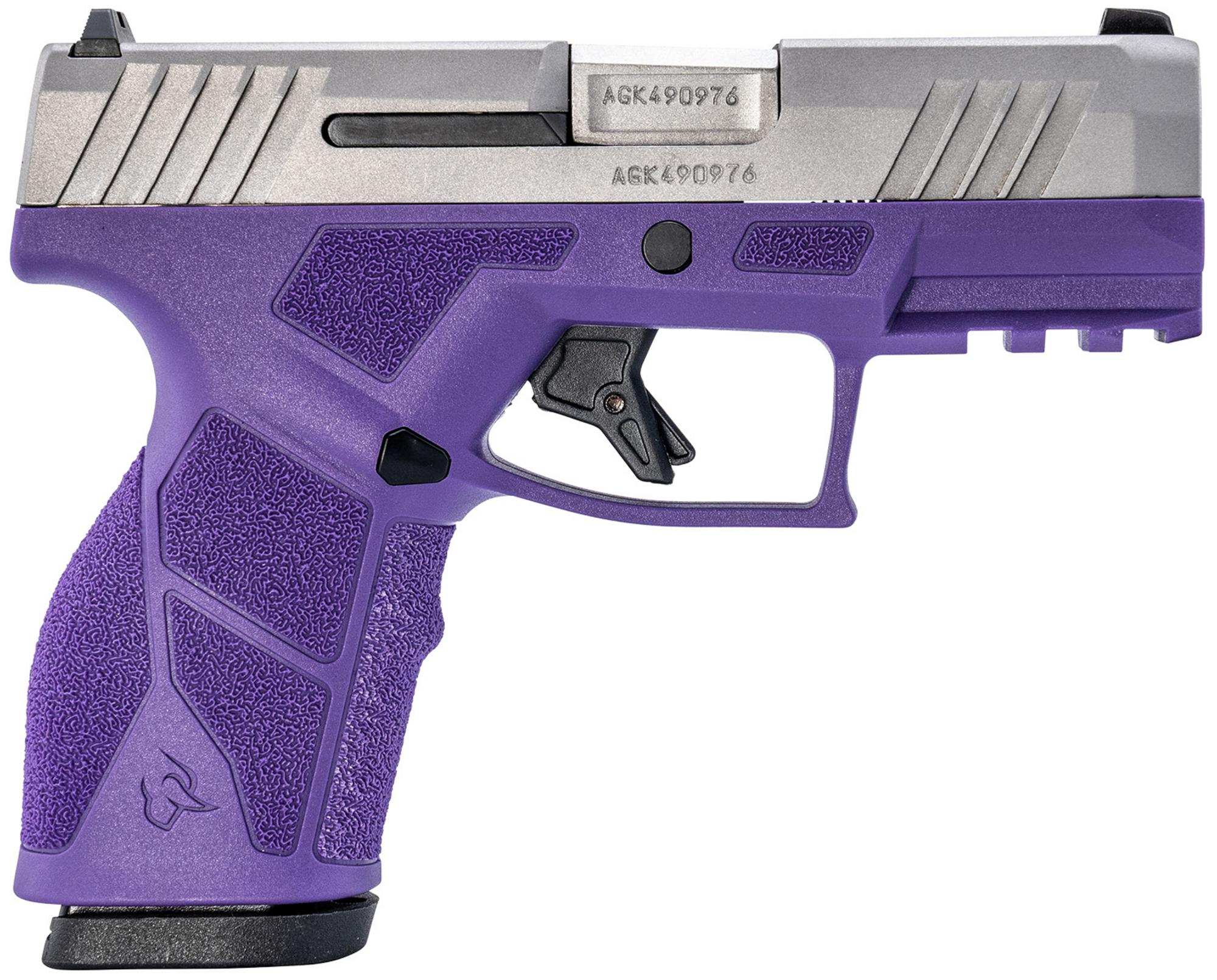 Taurus GX2 Compact Pistol 1GX2939DP, 9mm, 3.37", Ergonomic Dark Purple Grips, Matte Stainless Slide, 13 Rds