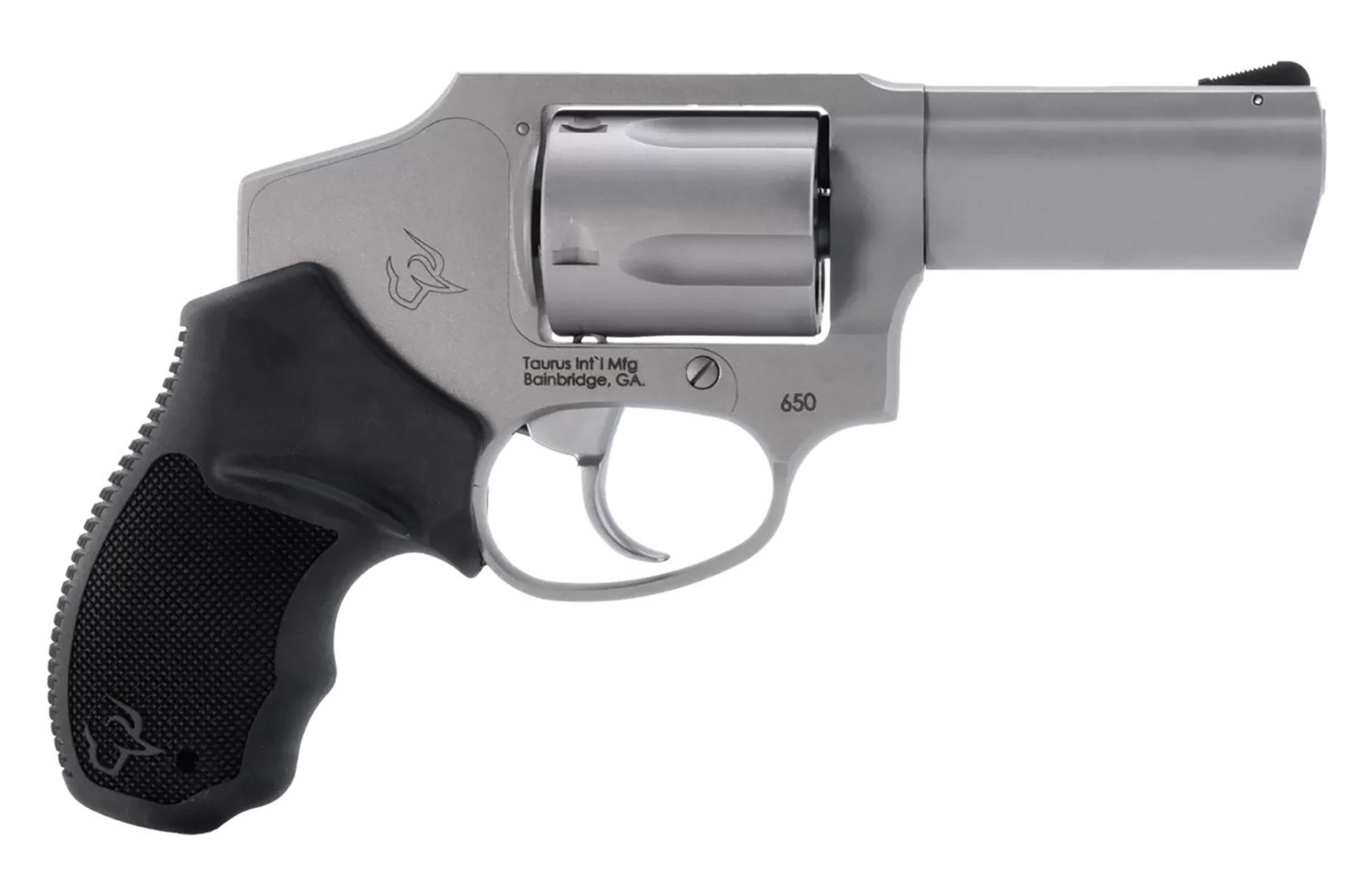 Taurus 650 Revolver 2650139, 357 Mag, 3", Black Rubber Grip, Stainless Steel Finish, 5rd