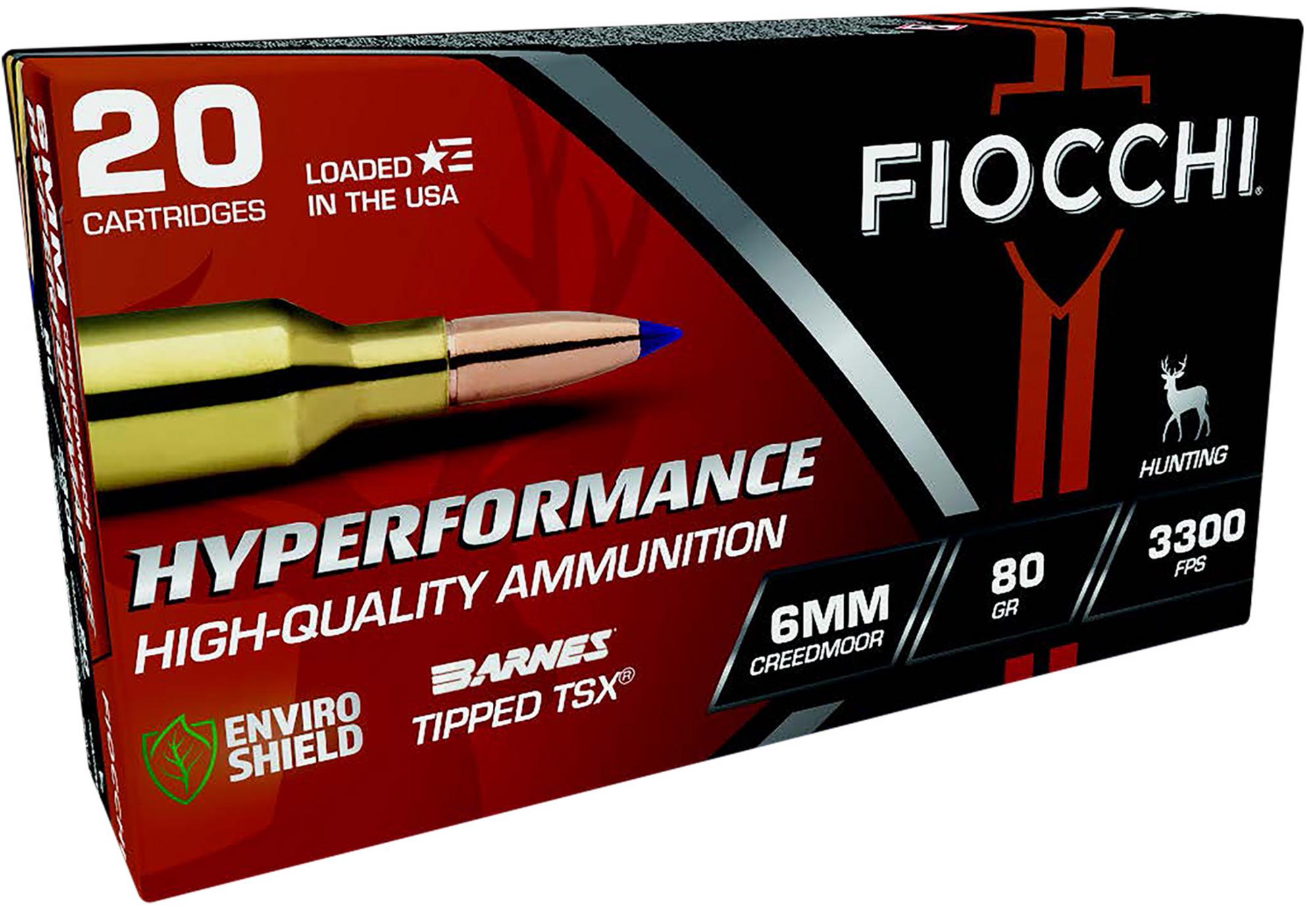 Fiocchi Hyperformance Rifle Ammunition 6CMTT, 6mm Creedmoor, Barnes Tipped TSX, 80 gr, 3300 fps, 20 Rd/Bx