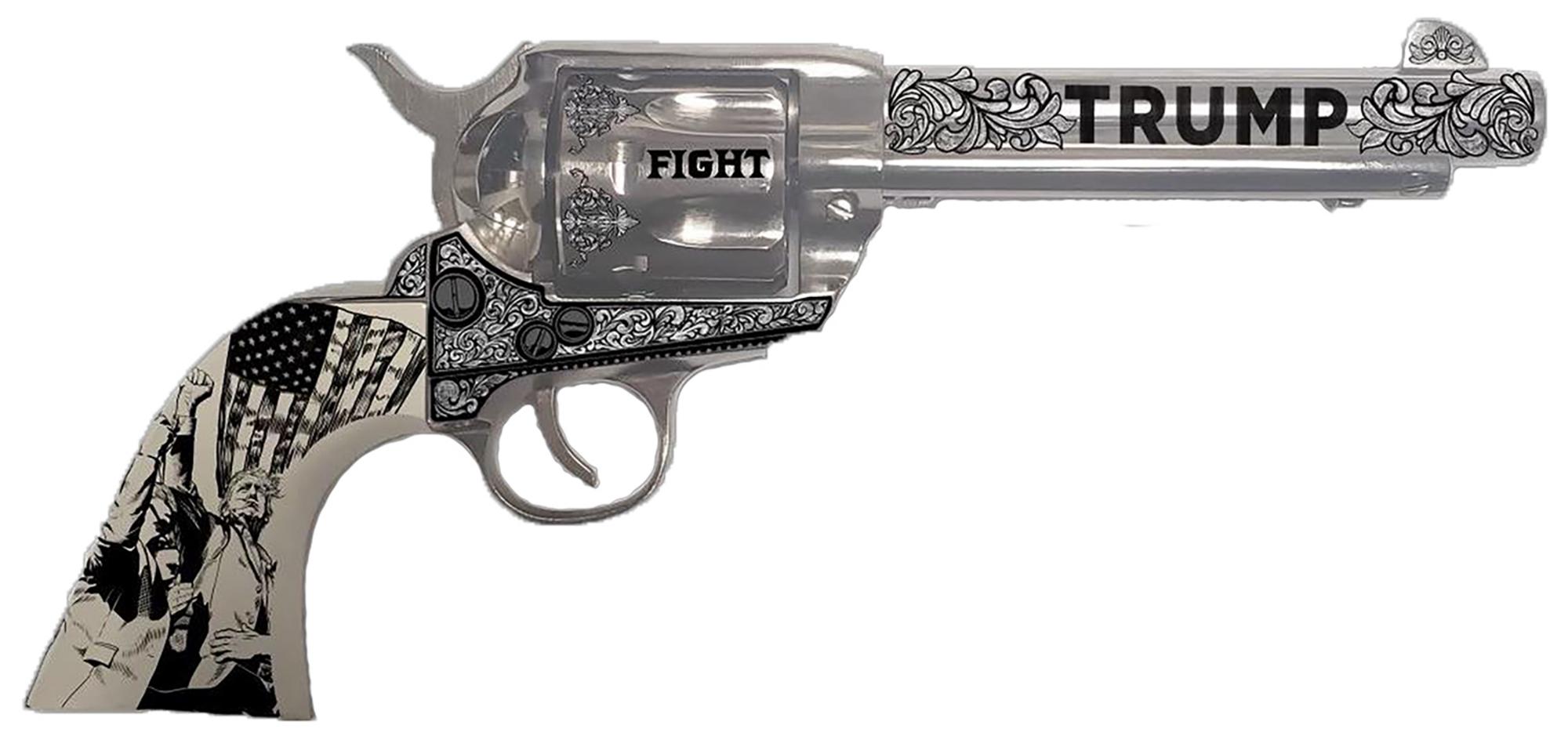 Traditions 1873 Trump-Fight Revolver SAT73132FT, 45 Long Colt, 5.50", White PVC w/Trump Design Grips, Engraved Finish, 6 Rds