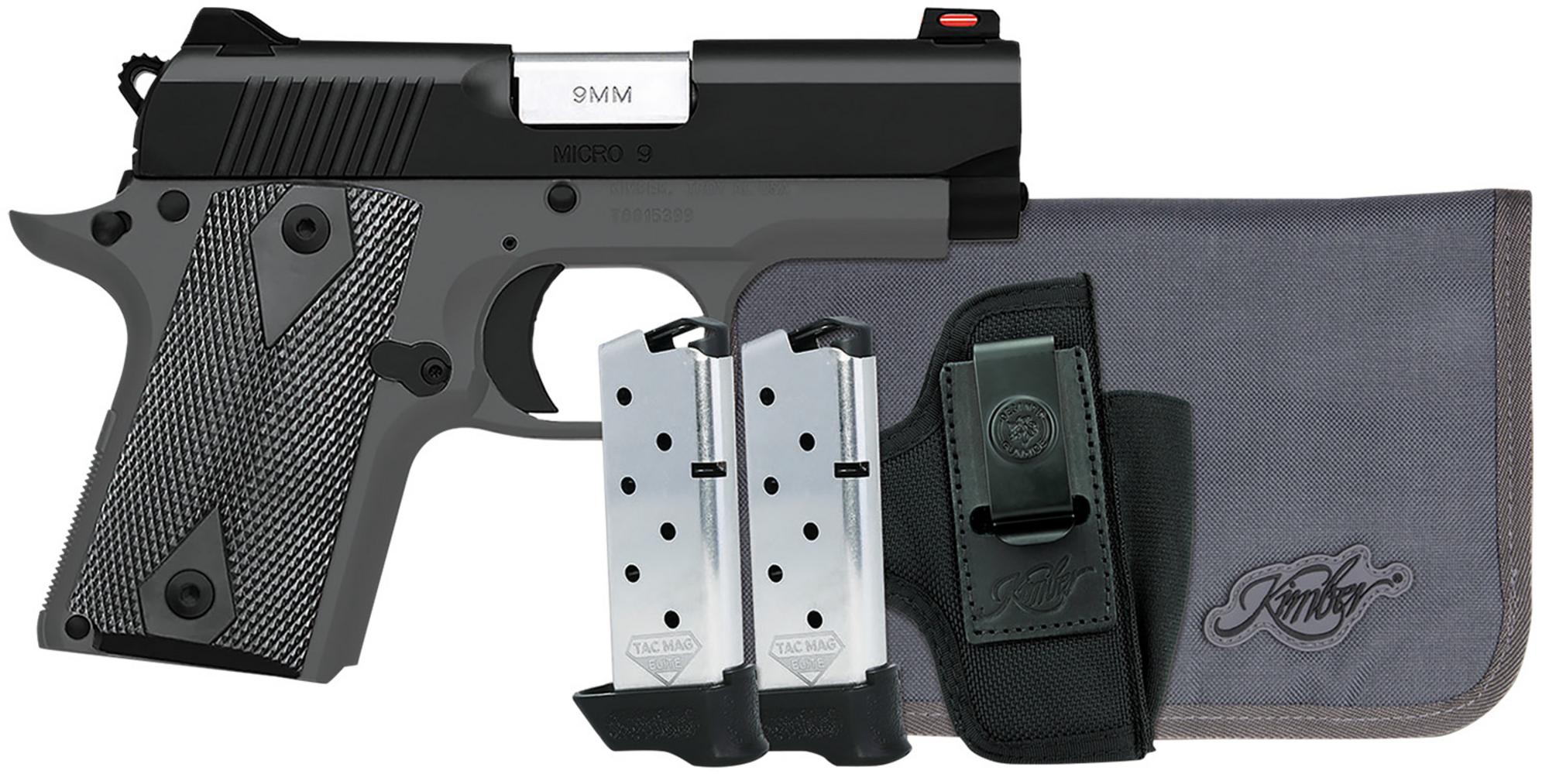 Kimber Micro 9 RTC Shadow Ghost Bundle Pistol 3300252, 9mm, 3.15", Shadow Ghost Grips, Kimpro II Black Finish, w/Holster, 7 Rds