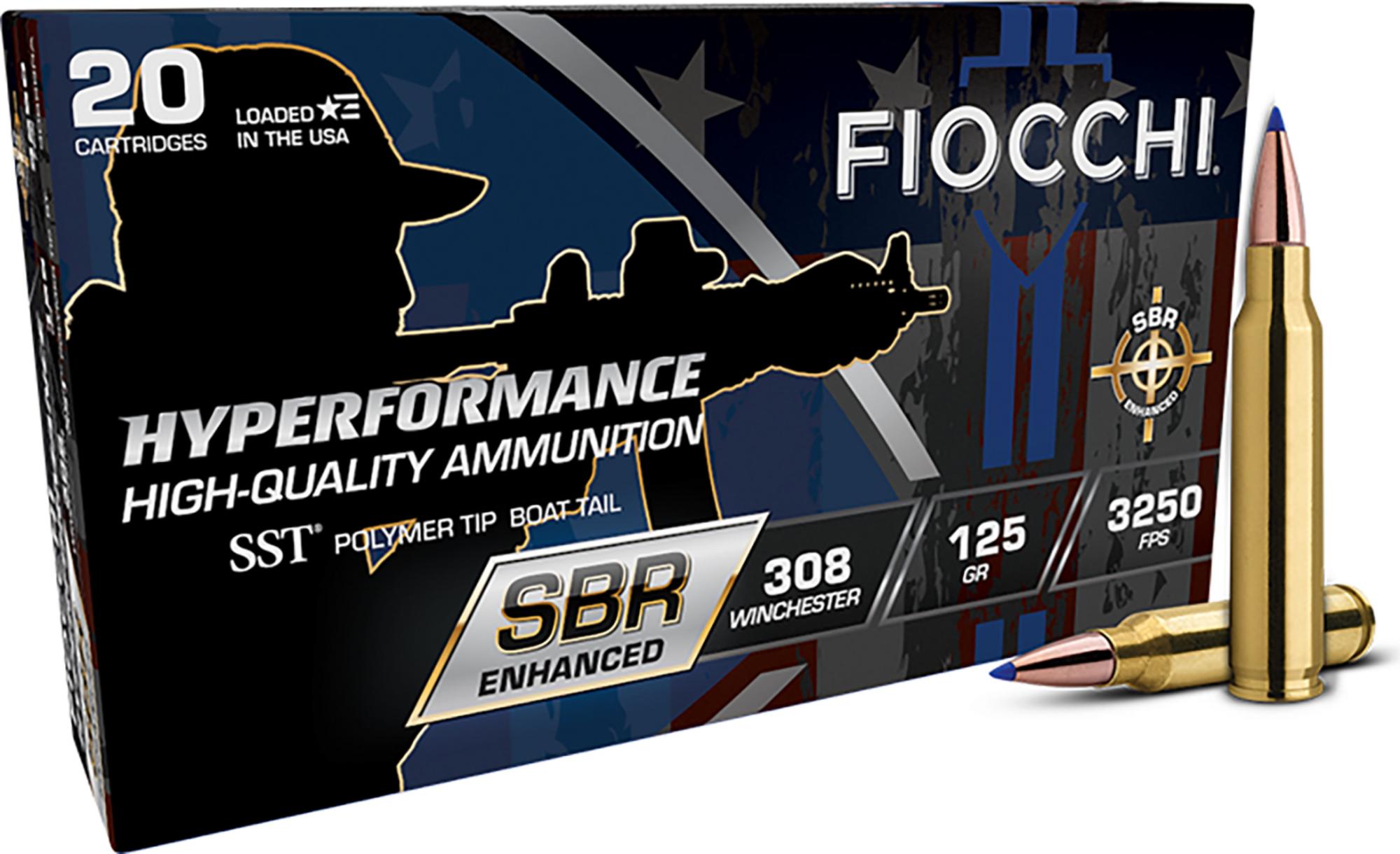 Fiocchi Hyperformance Rifle Ammunition 308SBRA, 308 Win, Super Shock Tip, 125 gr, 3250 fps, 20 Rd/Bx
