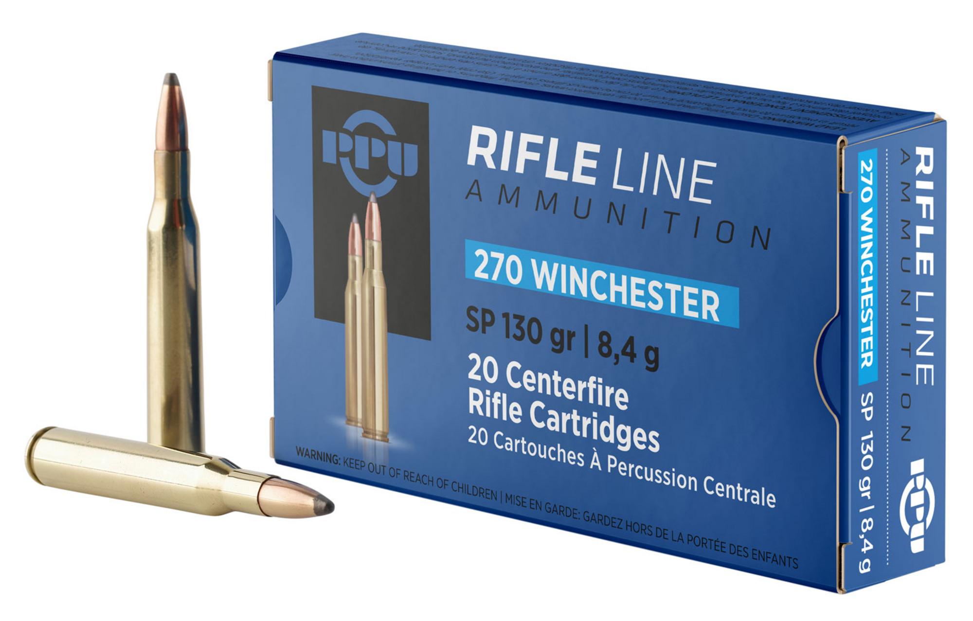 Prvi Partizan Rifle Ammunition PP2701, 270 Win, Soft Point, 130 gr, 3060 fps, 20 Rd/Bx