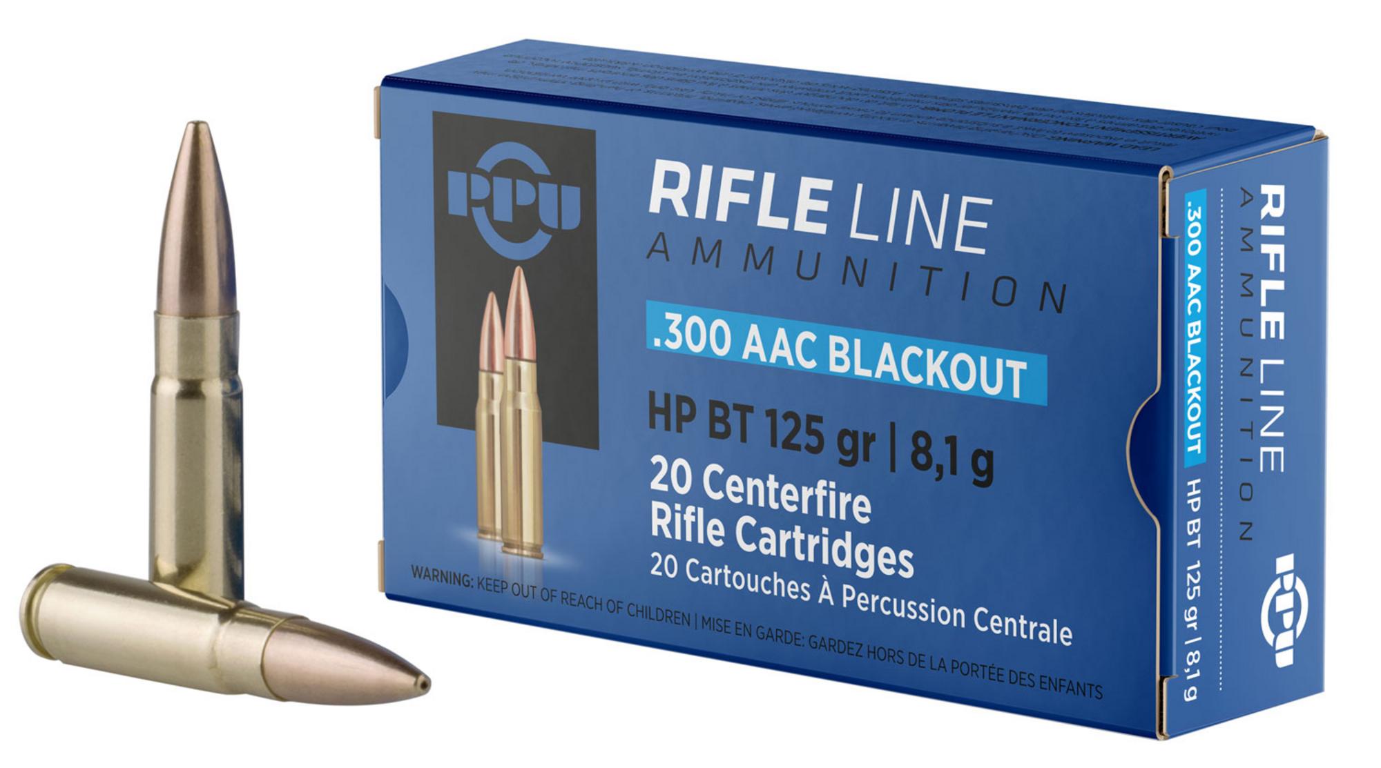 Prvi Partizan Rifle Ammunition PP300BH, 300 Blackout, Hollow Point Boat Tail, 125 gr, 2198 fps, 20 Rd/Bx
