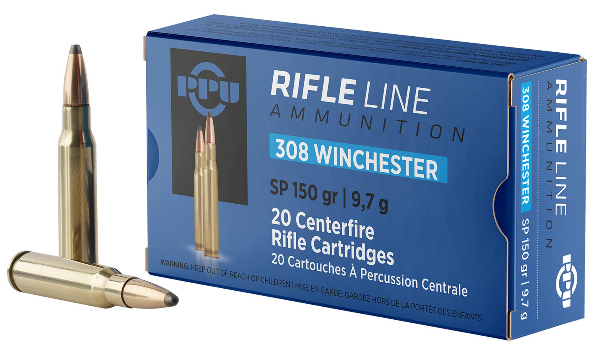 Prvi Partizan Rifle Ammunition PP3081, 308 Win, Soft Point, 150 gr, 2820 fps, 20 Rd/Bx
