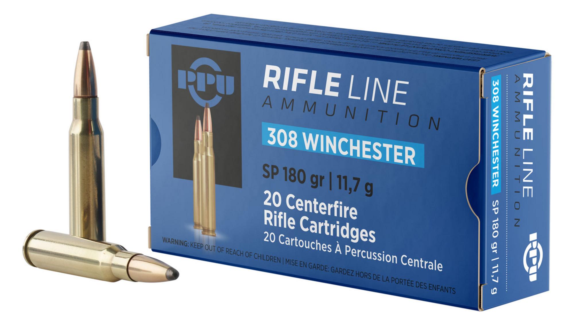 Prvi Partizan Rifle Ammunition PP3083, 308 Win, Soft Point, 180 gr, 2545 fps, 20 Rd/Bx