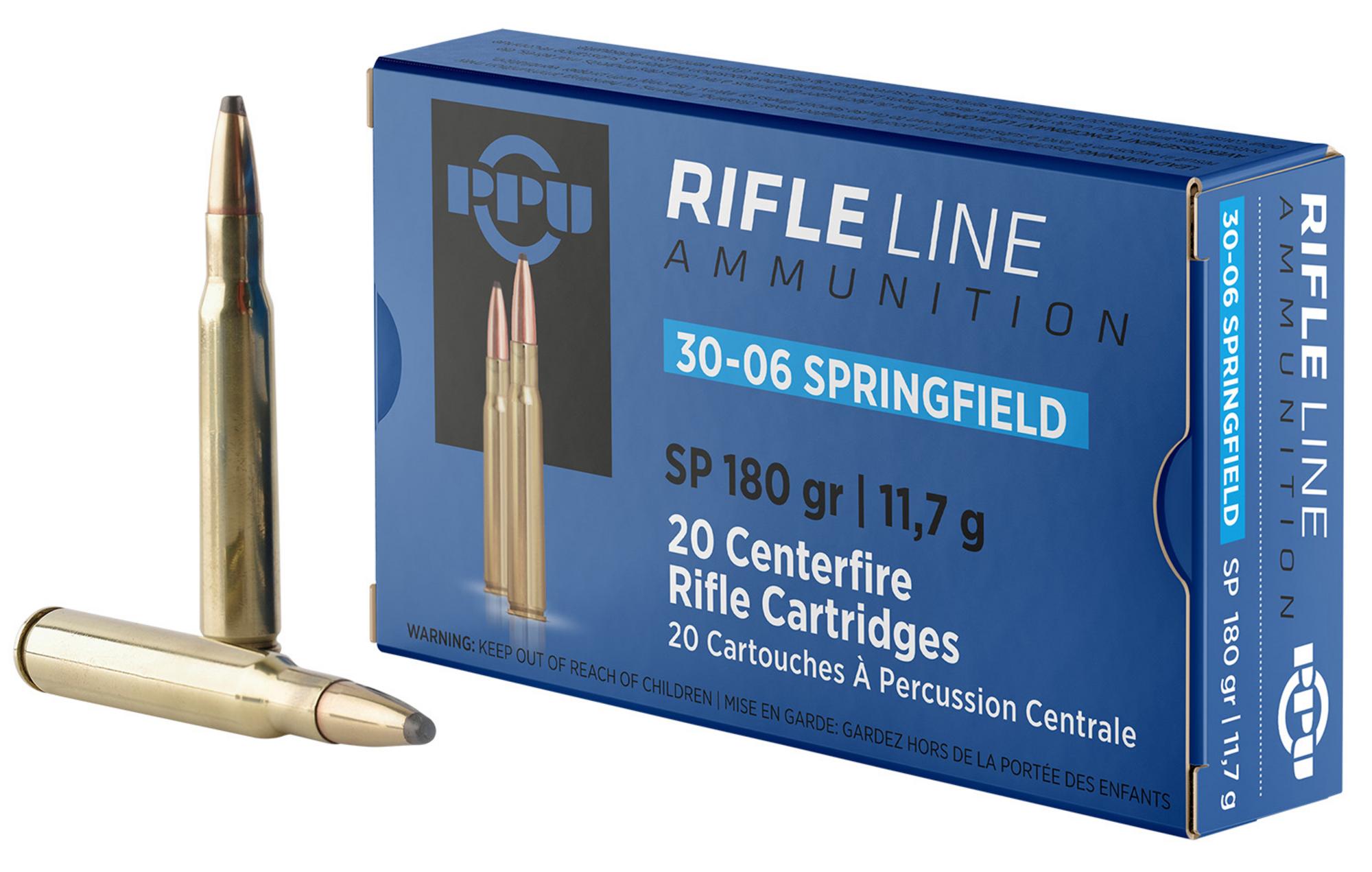 Prvi Partizan Rifle Ammunition PP30063, 30-06 Springfield, Soft Point, 180 gr, 2700 fps, 20 Rd/Bx