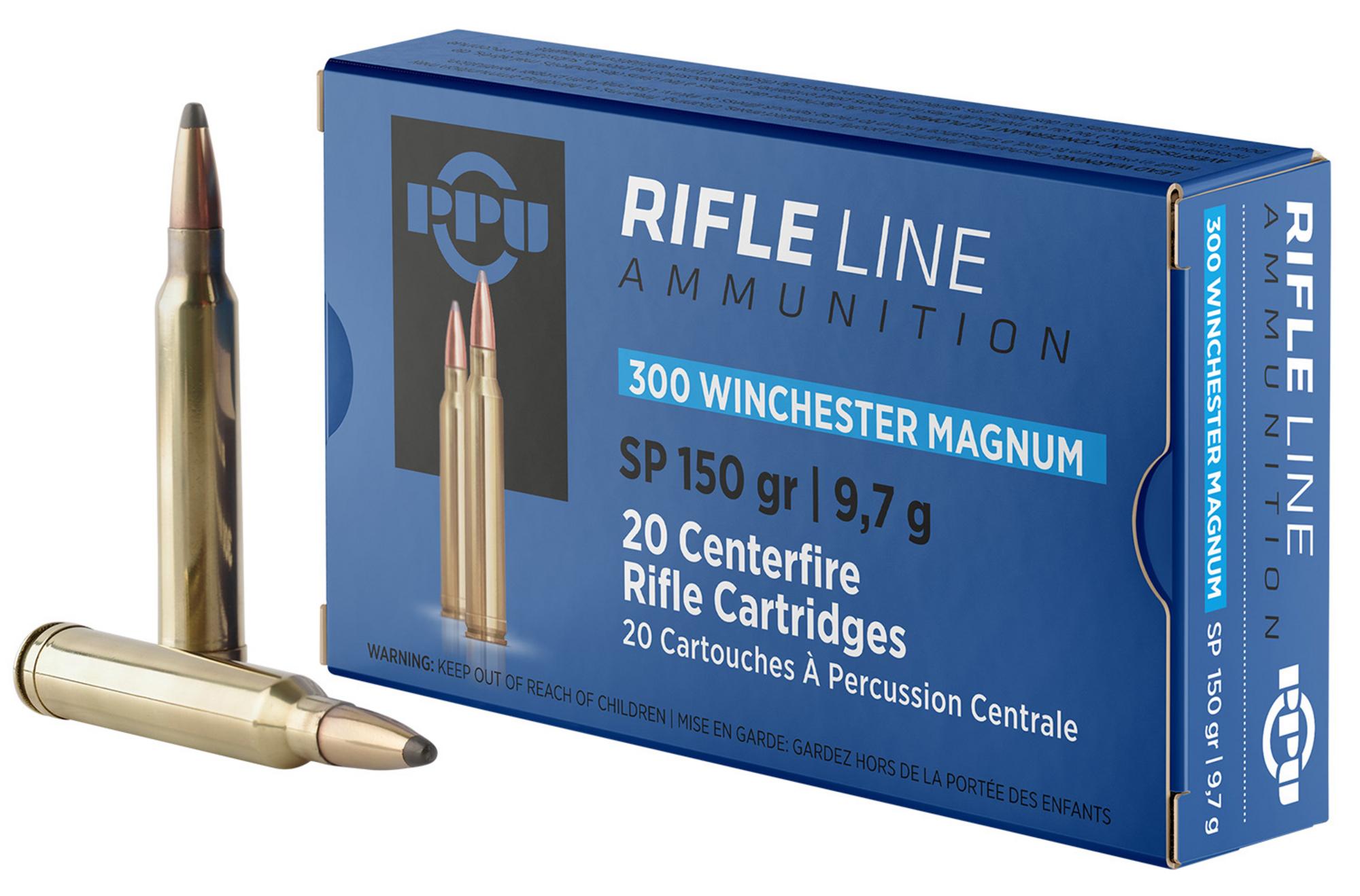 Prvi Partizan Rifle Ammunition PP3001, 300 Win Mag, Soft Point, 150 gr, 3250 fps, 20 Rd/Bx