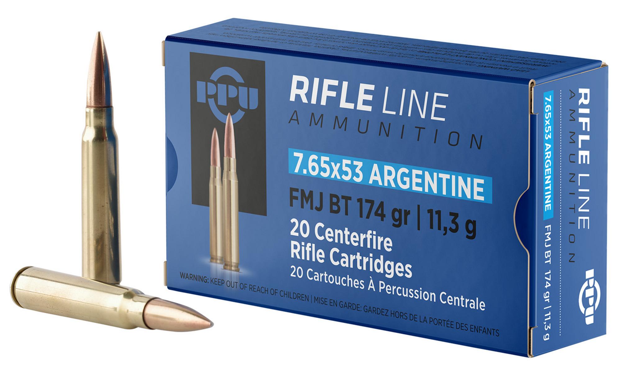 Prvi Partizan Rifle Ammunition PP7AF, 7.65x53mm Argentine, Full Metal Jacket Boat Tail, 174 gr, 2625 fps, 20 Rd/Bx