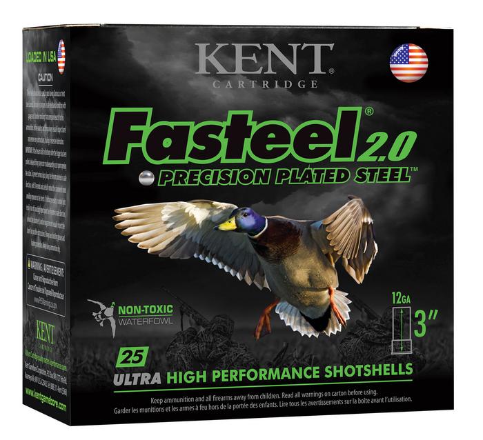 Kent Cartridge Fasteel 2.0 Shotshells K123FS403, 12 Gauge, 3", 1 3/8 oz, 1300 fps, #3 Steel Shot, 25 Rds/box