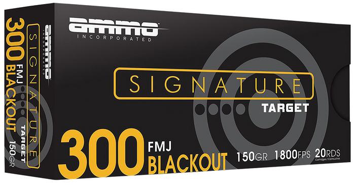 Ammo Inc Signature Rifle Ammunition 300B150FMJA20, 300 Blackout, Full Metal Jacket, 150 gr, 1850 fps, 20 Rd/Bx