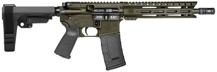 Diamondback DB15 Semi-Auto Pistol DB1916B101, 300 AAC Blackout, 10", SB Tactical SBA3 Brace, OD Green Cerakote, 30 Rds