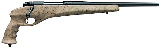 Weatherby Mark V CFP Rifle CFPI243NR1O, 243 Winchester, 16 in, Bolt Action, Tan W/ Black Webbing Stock, Blue Finish, 5 Rds