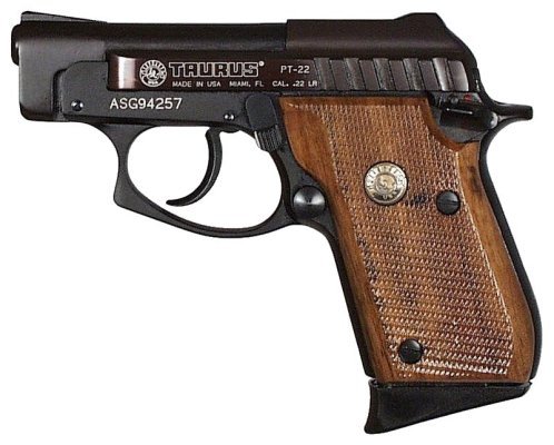 Taurus PT-22 Small Frame Pistol 1220031, 22 LR, 2-3/4", Checkered Wood Grip, Blue Finish, 8 Rd