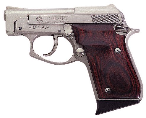 Taurus PT-22 Small Frame Pistol 1220035, 22 LR, 2-3/4", Checkered Wood Grip, Nickel Finish, 8 Rd