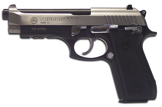 Taurus PT-92 Large Frame Pistol 1920151SPL17, 9mm, 5", Black Rubber Grip, Stainless Slide/Black Frame, 17 Rd
