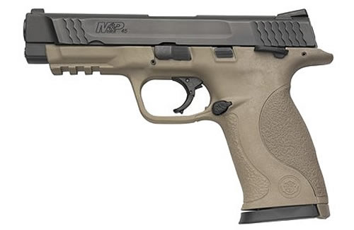 Smith & Wesson M&P 45 Pistol 109556, 45 ACP, 4 1/2", Plastic Grip, Brown Frame/Black Slide, 10 Rd, Night Sights