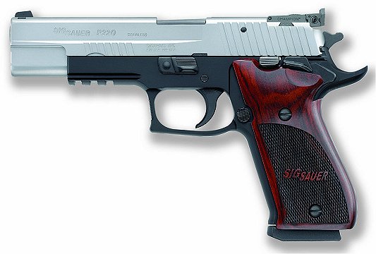 Sig P220 Pistol 220BR545TASSUP, 45 ACP, 5 in, Wood Grip, Two-Tone Finish, Adj Sights, 8 Rd