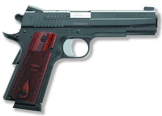 Sig 1911 Pistol 191145BSS, 45 ACP, 5 in, Wood Grip, Black Finish, Night Sights, 8 Rd