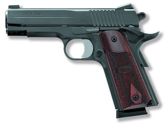 Sig 1911 Pistol 1911CA45BSS, 45 ACP, 4.25 in, Wood Grip, Black Finish, Night Sights, 8 Rd