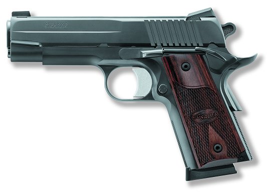 Sig 1911 Pistol 1911CO45BSSRCS, 45 ACP, 4.25 in, Wood Grip, Black Finish, Night Sights, 6 Rd