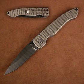 Stone River Gear Lasered Damascus Ceramic Folding Knife (1TDL)