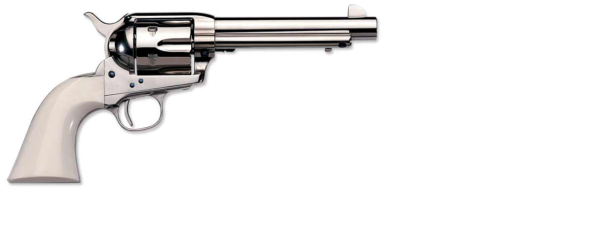 Uberti 1873 Cattleman Revolver U356005, 45 Colt, 5.5", Nickel Stock, Ivory Style Finish