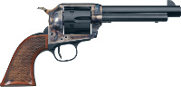 Uberti 1873 Cattleman El Patron Competition Revolver 345274, 45 Colt, 4.75", Checkered Walnut Grip, Blue Case-Hardened Steel Frame