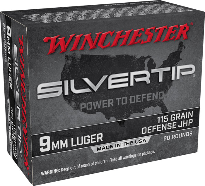 Winchester Silvertip Pistol Ammunition W9MMST, 9mm, Silvertip, 115 GR, 1225 fps, 20 Rd/bx