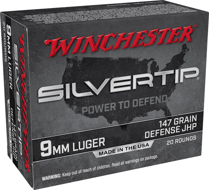 Winchester Silvertip Pistol Ammunition W9MMST2, 9mm, Silvertip, 147 GR, 1010 fps, 20 Rd/bx
