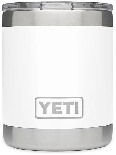 Yeti Rambler Lowball 10oz Stainless Steel Cup w/Lid, DuraCote White (YRAM10WH)