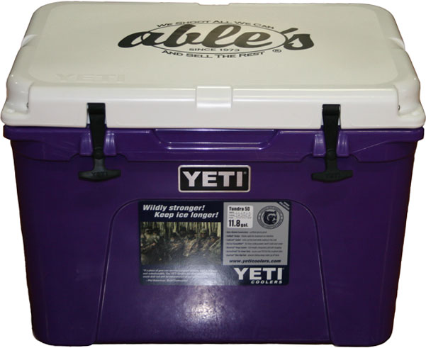 Yeti Tundra Series Cooler Featuring Ables Logo YT50PWA, 50 Quarts, Purple/White