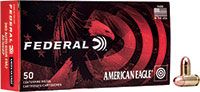 Federal American Eagle Pistol Ammunition AE380AP, 380 ACP, Metal Case (MC), 95 GR, 960 fps, 50 Rd/bx